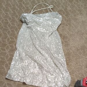Amazon Silver Sequin Mini Dress